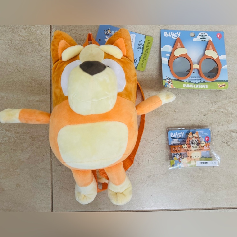 Bluey Bingo Plush Backpack, Bingo Light-Up Bracelet and Bingo Sunglasses - Picture 2 of 12